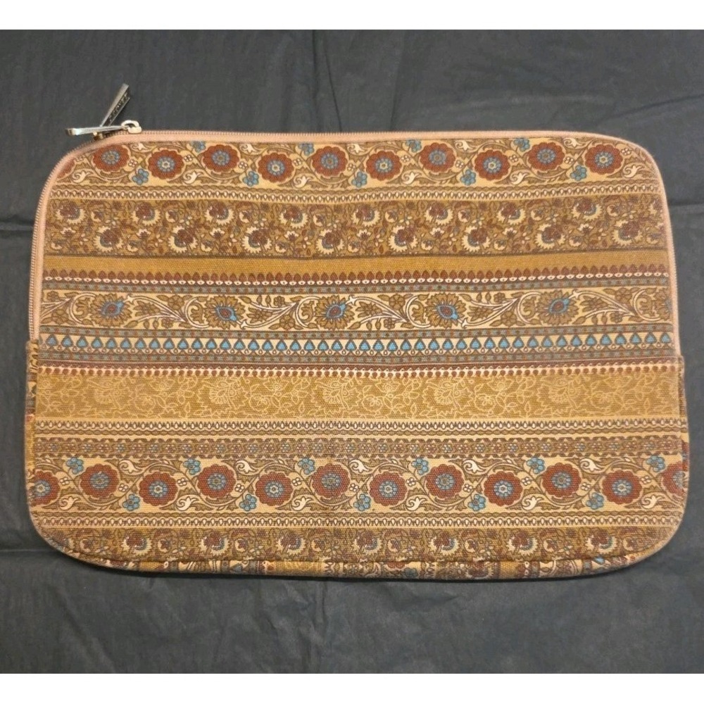 Dachee Canvas Laptop Sleeve Case Padded Zipper Cover Boho Floral Stripe - Picture 4 of 7